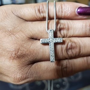 10k White Gold Diamond Cross Pendant